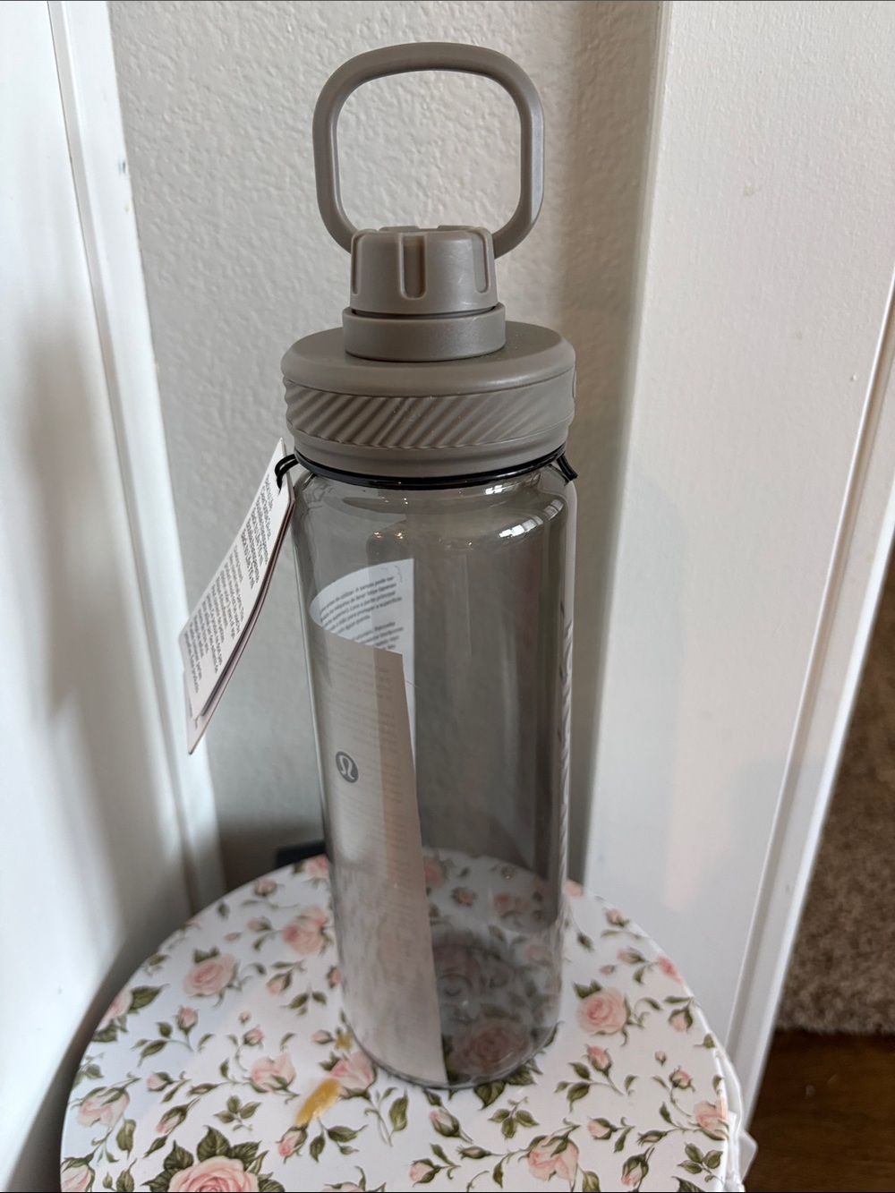 lululemon athletica Taupe Transparent Sports Water Bottle with Carry Loop